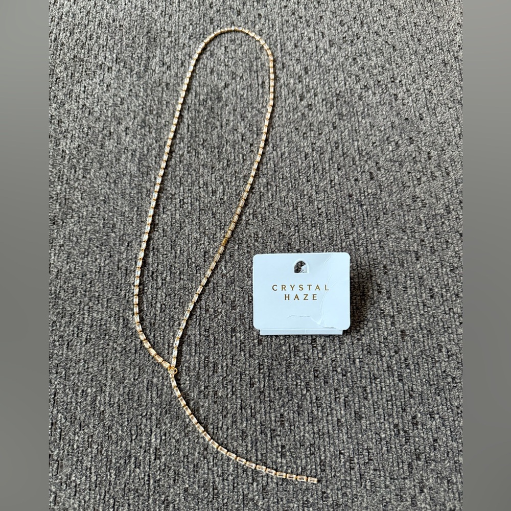 Crystal Haze Gold Beaded Lariat Necklace